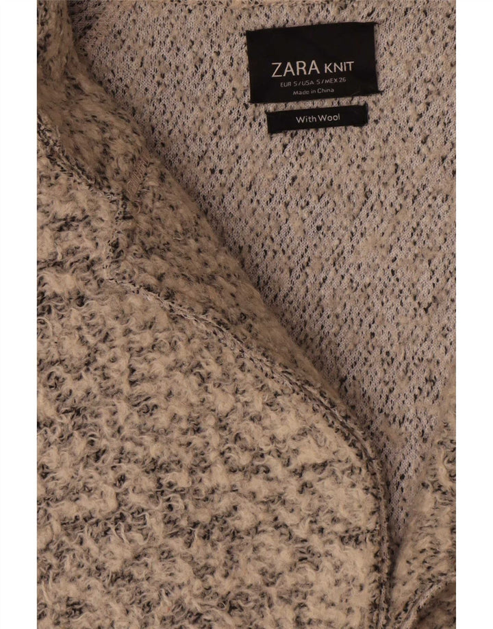 Zara ženski preveliki kaput UK 10 Small Beige Flecked Wool