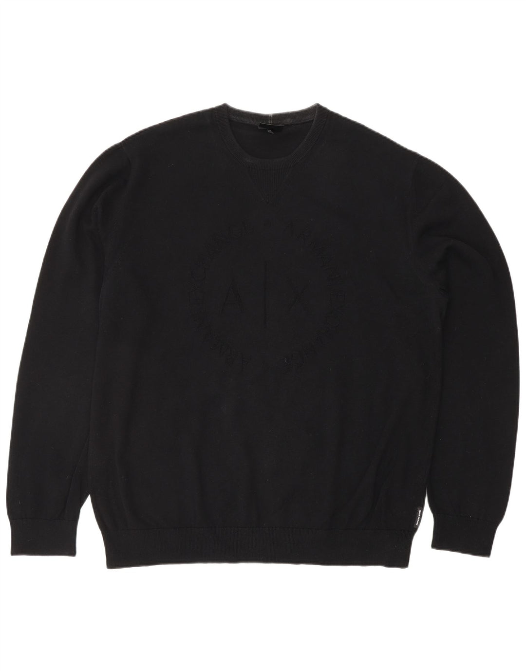 ARMANI EXCHANGE Veliki crni pamučni muški džemper s okruglim izrezom