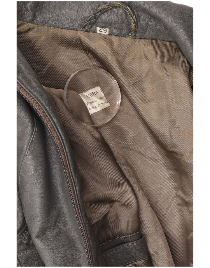 Vintage muška kožna jakna IT 52 XL siva koža