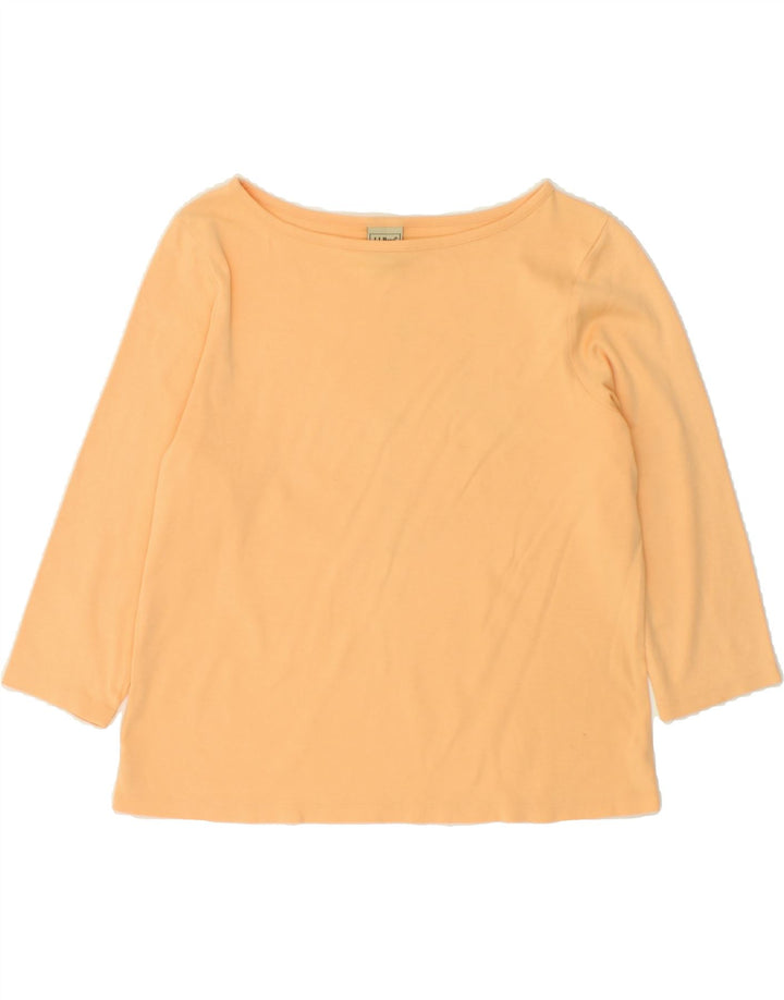 L.L.BEAN Womens Top 3/4 Sleeve UK 14 Medium Orange Cotton Vintage L.L.Bean and Second-Hand L.L.Bean from Messina Hembry 