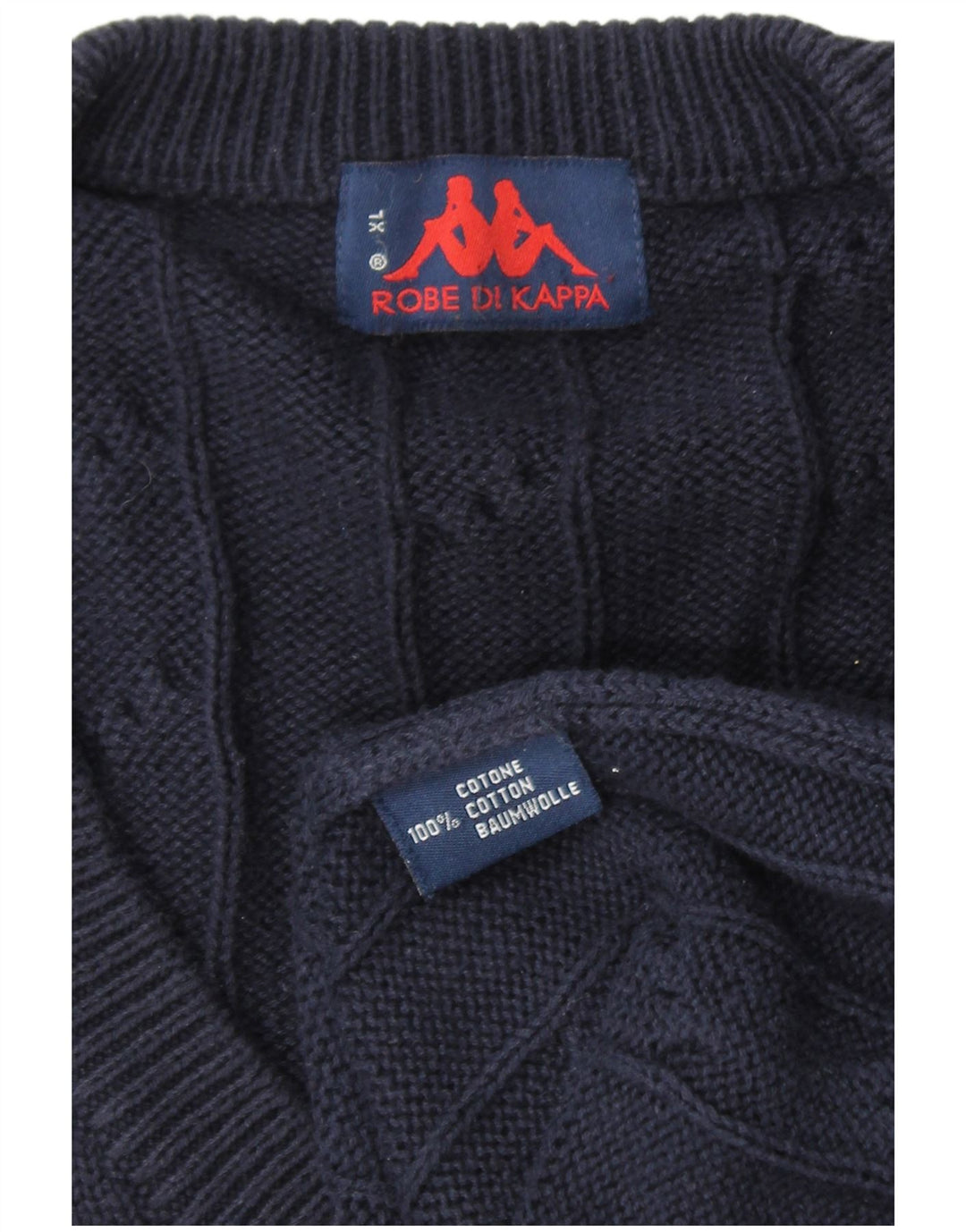 KAPPA muški pulover s V-izrezom XL tamnoplavi pamuk