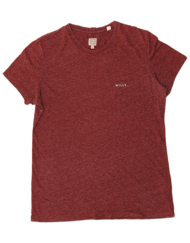 Jack Wills Muška majica kratkih rukava Veliki bordo prošarani poliester