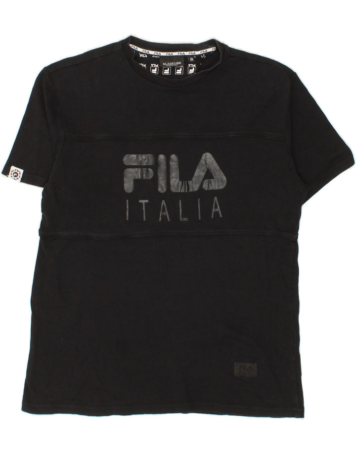 FILA Mens Graphic T-Shirt Top Medium Black Cotton Vintage Fila and Second-Hand Fila from Messina Hembry 