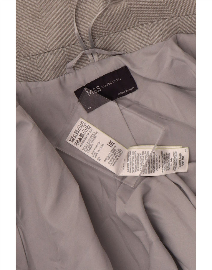 Marks & Spencer ženski kaput UK 14 veliki sivi poliester riblja kost