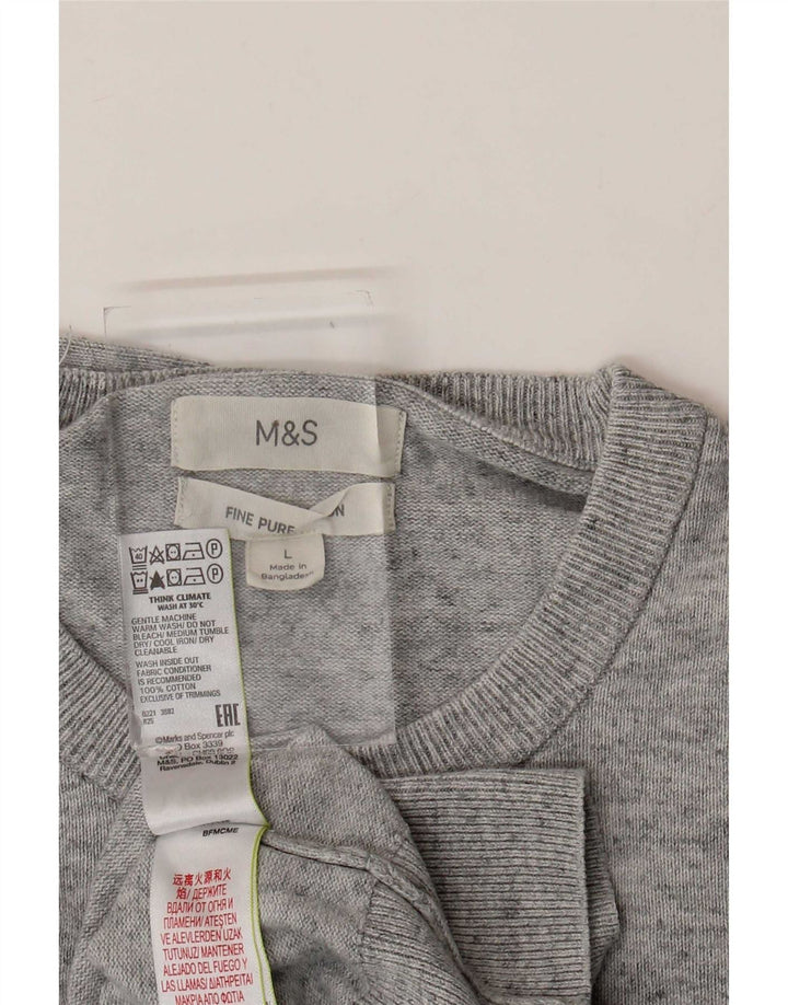 Marks & Spencer muški pulover s okruglim izrezom, veliki sivi flekasti pamuk
