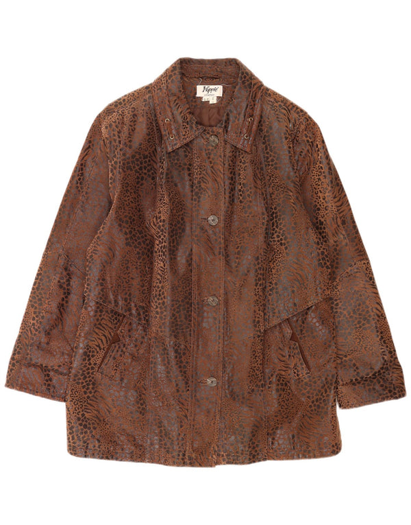 Yuppie ženska kožna jakna UK 18 XL smeđi životinjski print