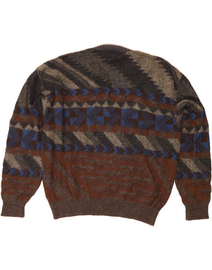 BIZZARRO Mens V-Neck Jumper Sweater IT 50 Medium Multicoloured Geometric Vintage Bizzarro and Second-Hand Bizzarro from Messina Hembry 