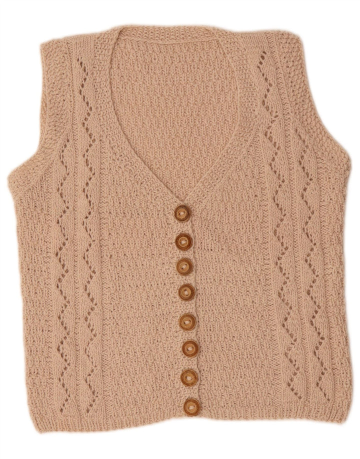 VINTAGE ženski džemper bez rukava UK 14 Srednje bež