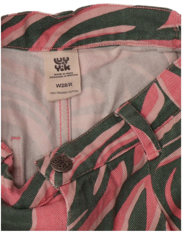 Lucy & Yak Ženske široke traperice visokog struka W28 L29, pamuk, ružičasti životinjski print