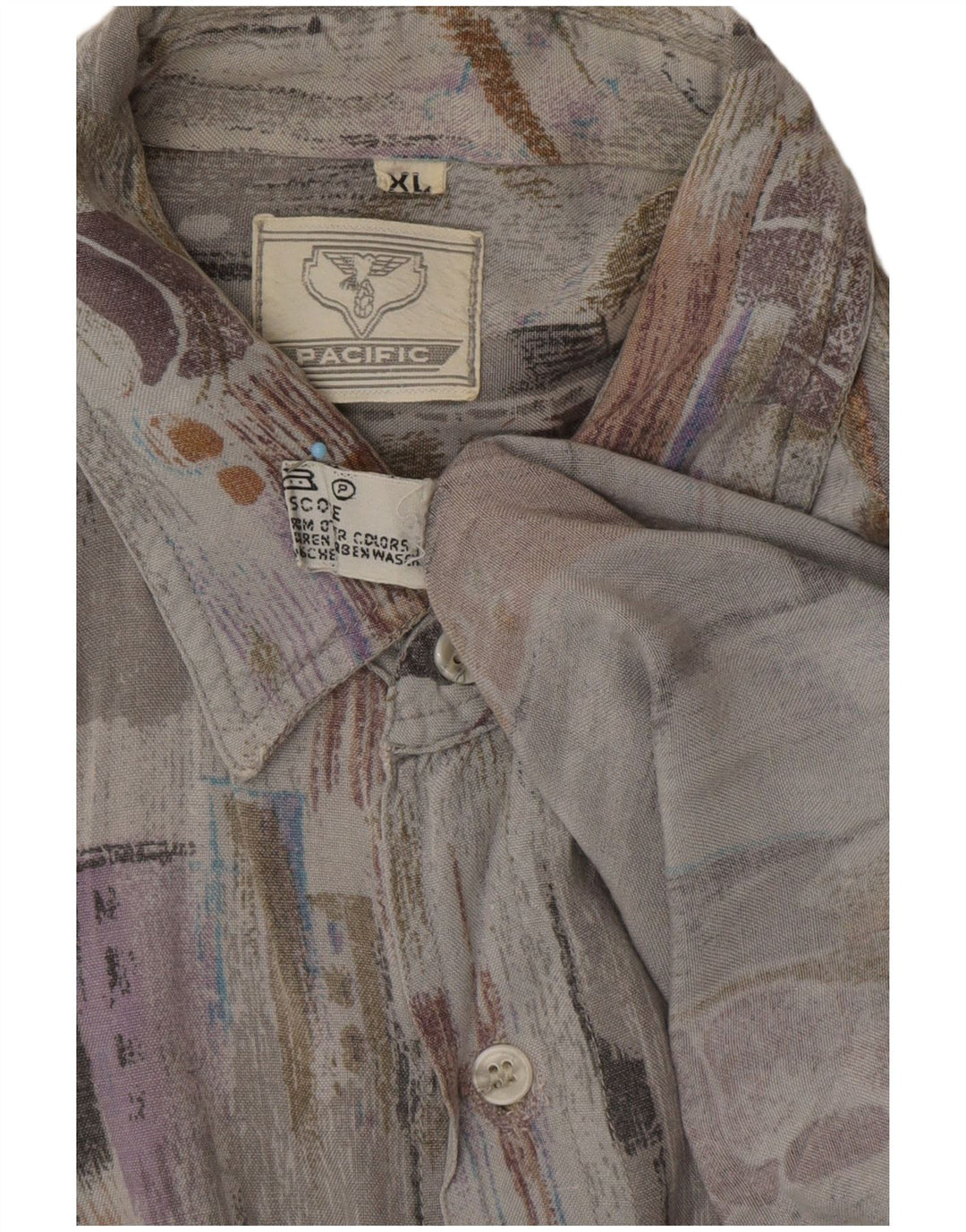 VINTAGE muška košulja kratkih rukava s apstraktnim uzorkom XL siva retro viskoza