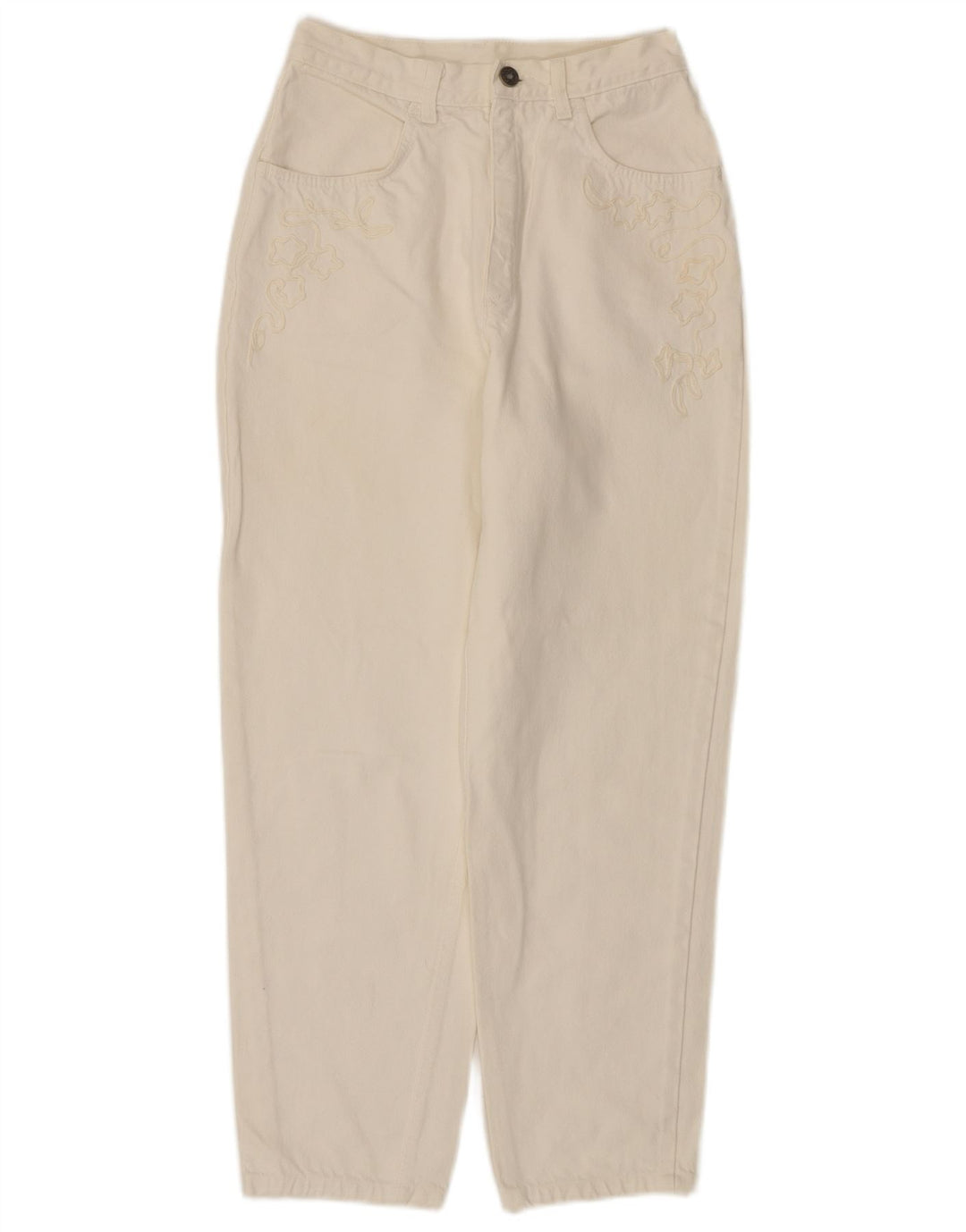 STEFANEL Ženske traperice visokog struka IT 44 srednje W24 L27 sivobijeli pamuk