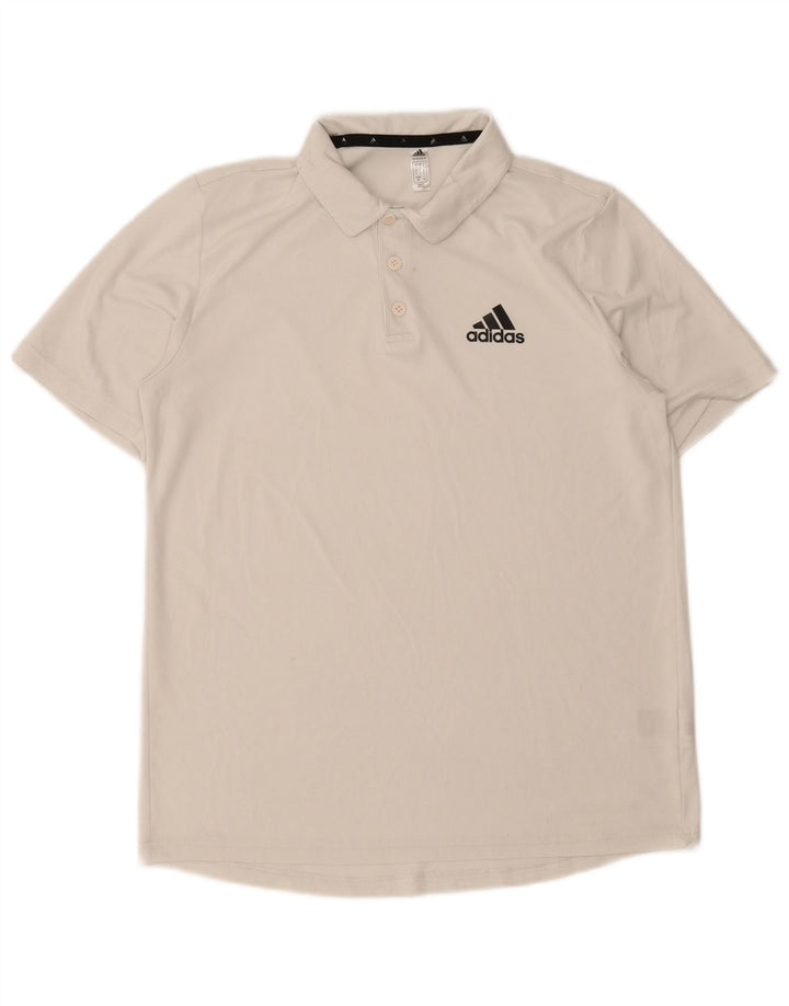 ADIDAS Mens Aeroready Polo Shirt Small White Polyester