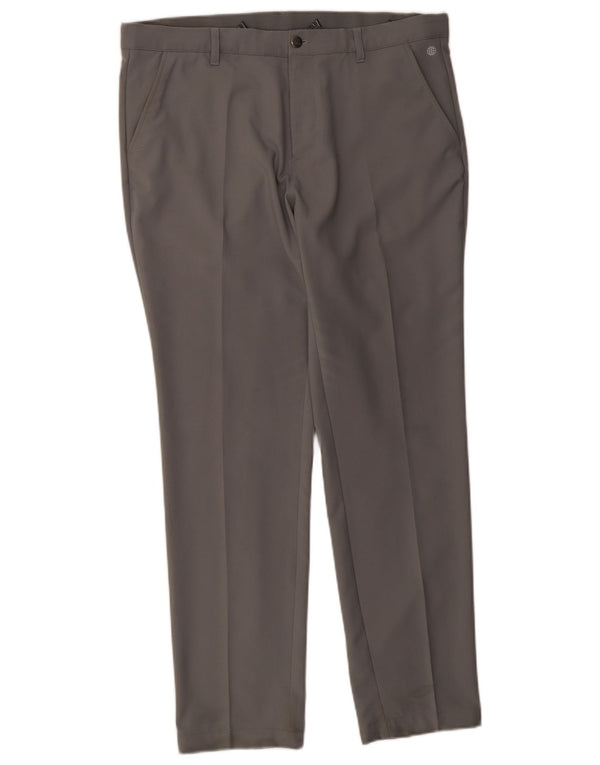 Adidas Mens Slim Chino Trousers W36 L32 Grey Polyester