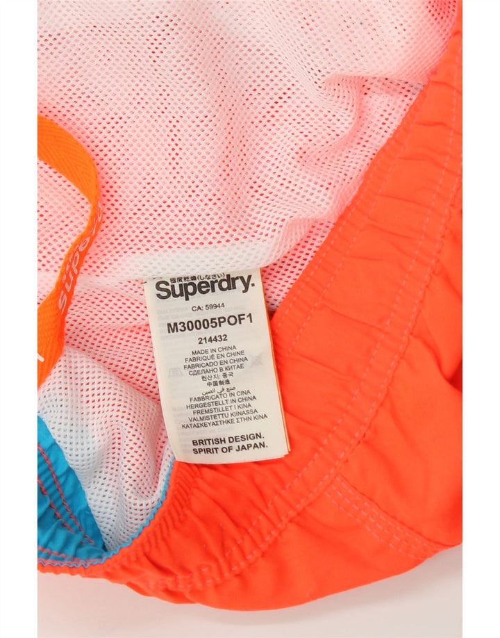 SUPERDRY muške kratke hlače za kupanje s grafičkim motivima, veliki narančasti poliester