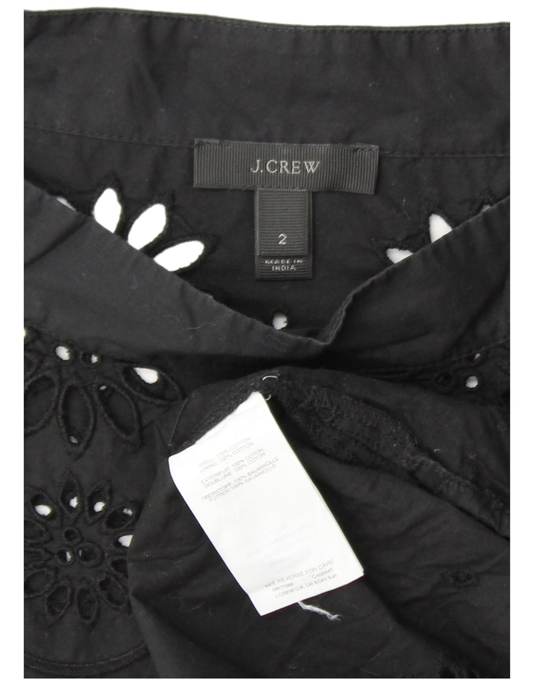 J. CREW Ženski gornji dio bluze dugih rukava US 2 XS crni pamuk s cvjetnim uzorkom