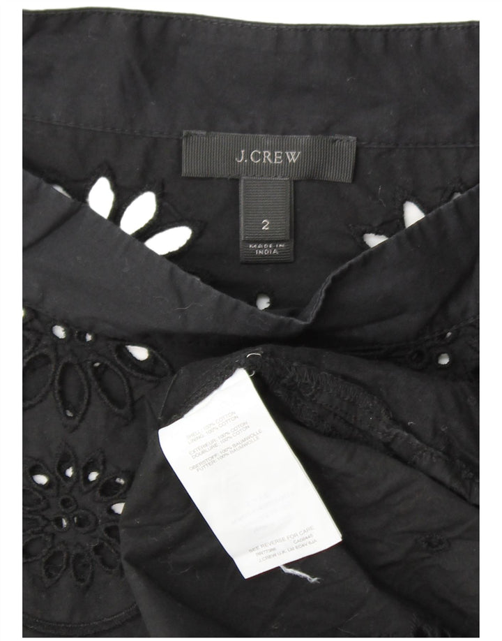 J. CREW Ženski gornji dio bluze dugih rukava US 2 XS crni pamuk s cvjetnim uzorkom