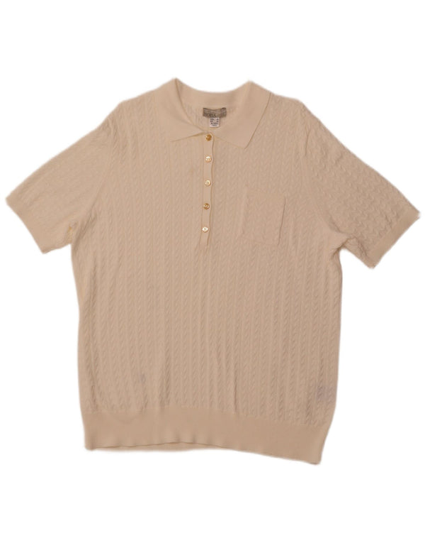 MONA Ženski pulover kratkih rukava s polo izrezom EU 48 2XL sivobijela