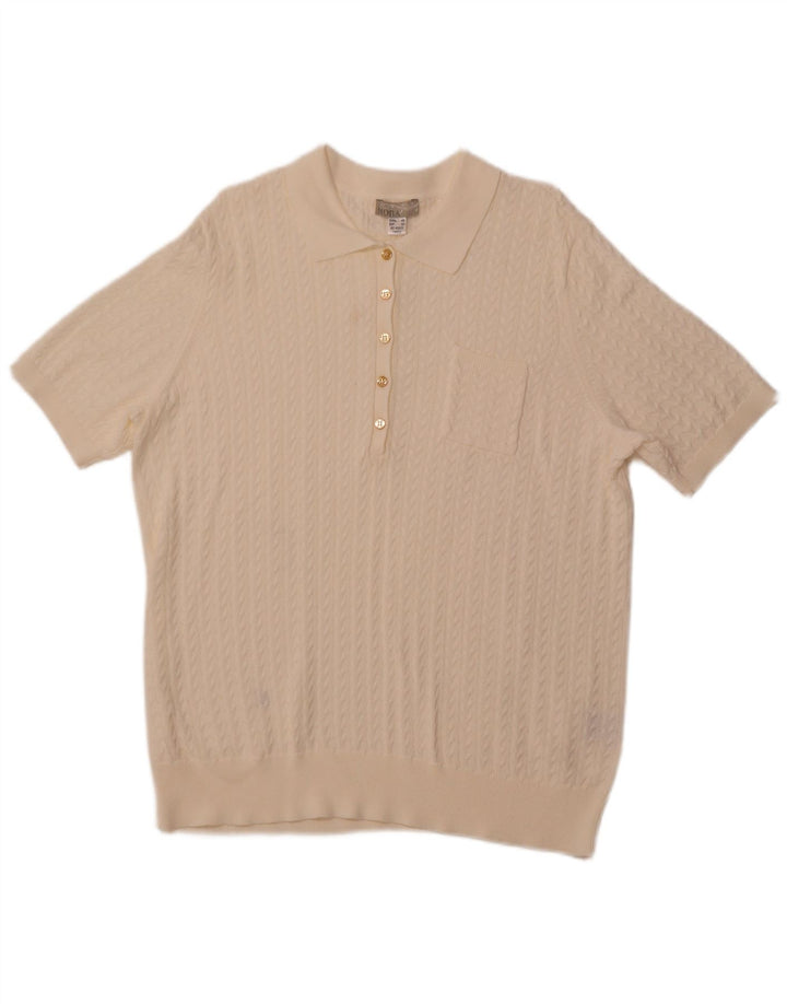 MONA Ženski pulover kratkih rukava s polo izrezom EU 48 2XL sivobijela