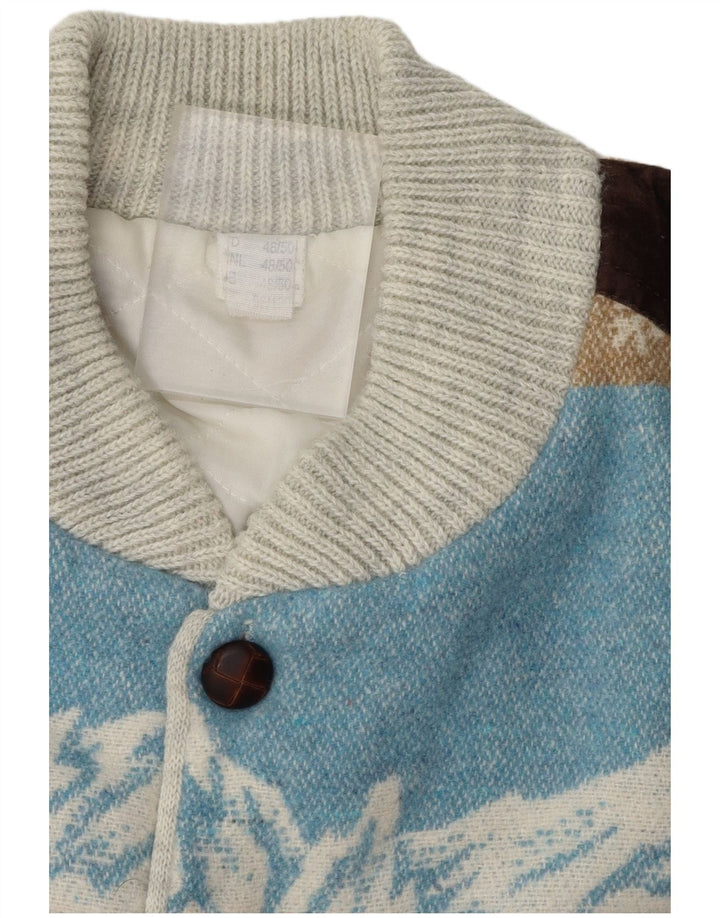 VINTAGE muški grafički kardigan džemper IT 48/50 srednje višebojan