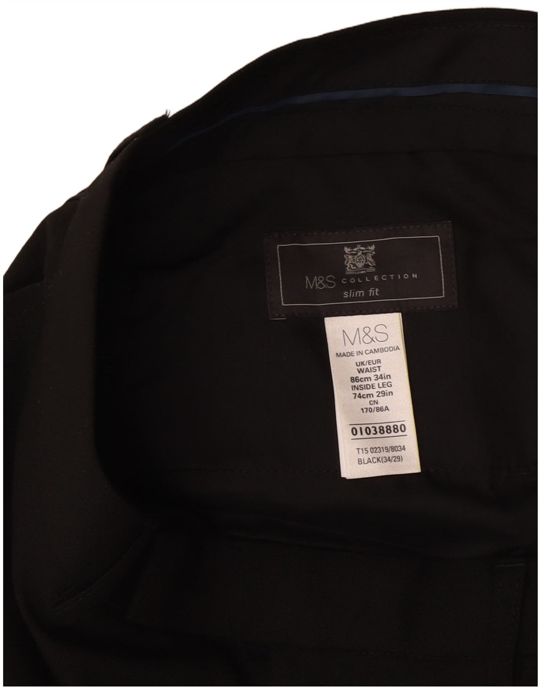 Marks & Spencer muške uske hlače W34 L29 crni poliester