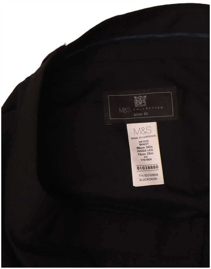 Marks & Spencer muške uske hlače W34 L29 crni poliester