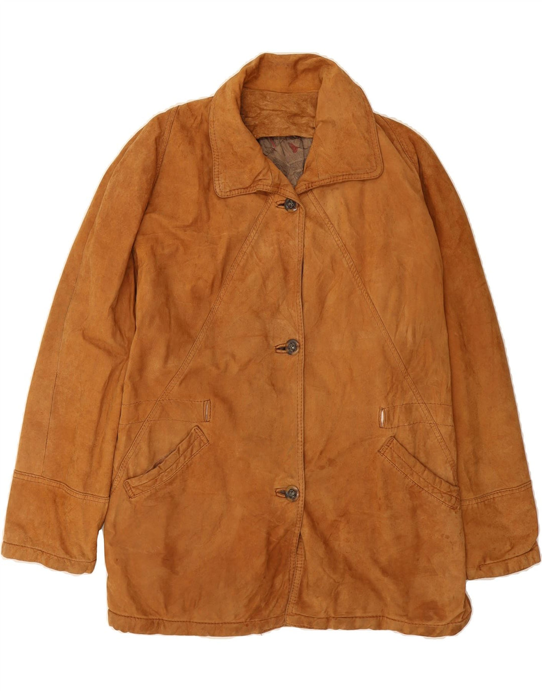 VINTAGE Womens Suede Jacket EU 44 XL Brown Vintage Vintage and Second-Hand Vintage from Messina Hembry 
