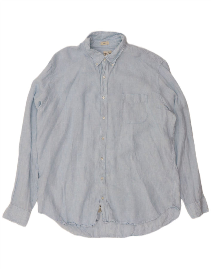 J. CREW Muška visoka klasična košulja 2XL od plavog lana