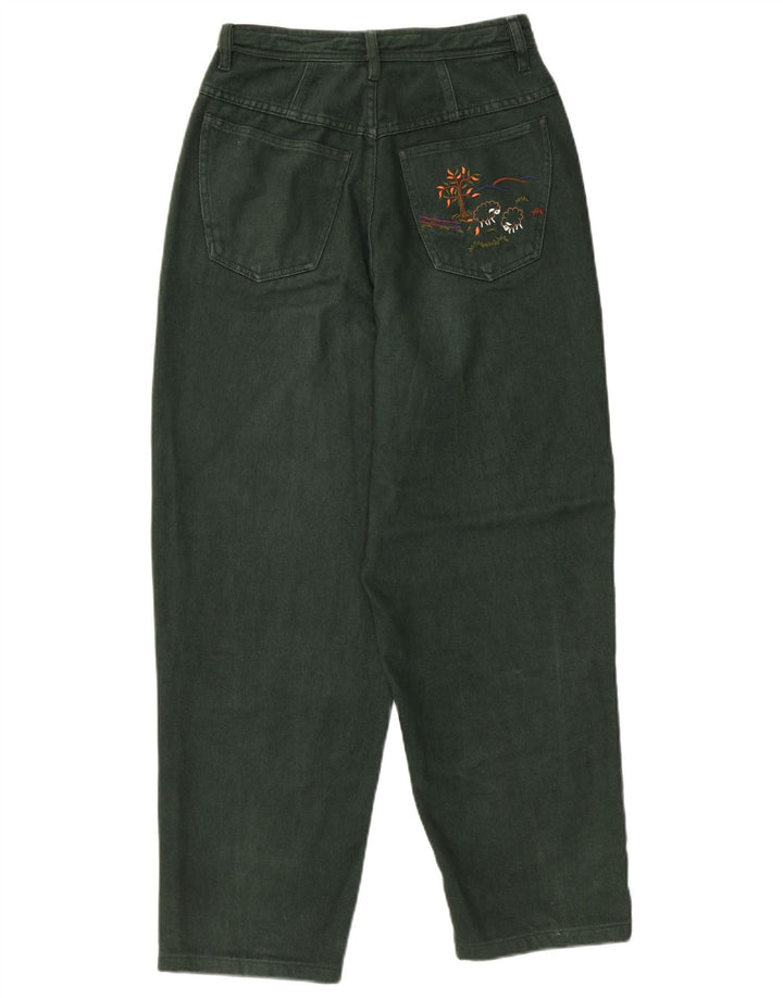 PETRESSA Ženske sužene traperice visokog struka EU 36 Male W26 L26 Zeleni pamuk