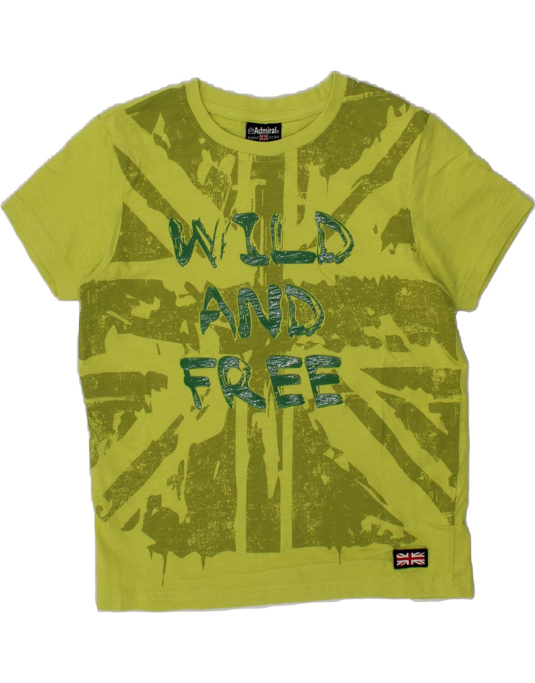 ADMIRAL Boys Graphic T-Shirt Top 7-8 Years Green Vintage Admiral and Second-Hand Admiral from Messina Hembry 