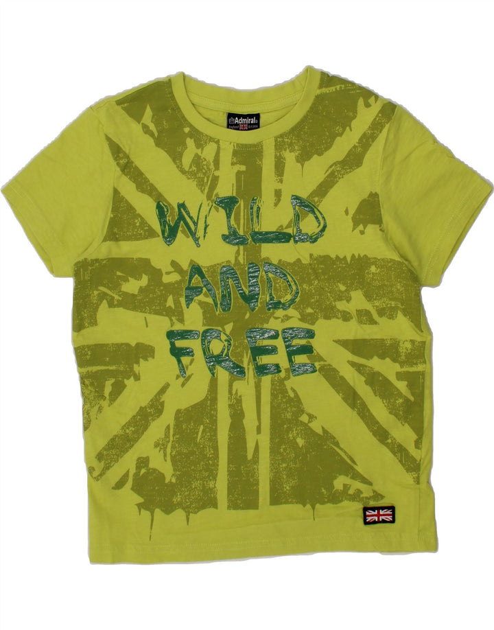 ADMIRAL Boys Graphic T-Shirt Top 7-8 Years Green Vintage Admiral and Second-Hand Admiral from Messina Hembry 