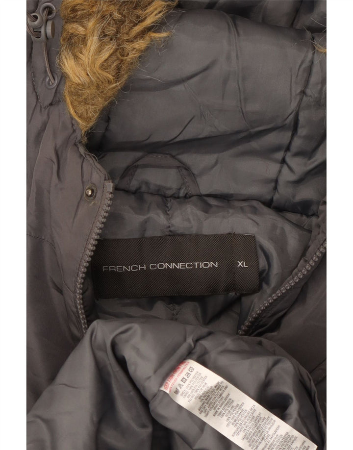 French Connection muški podstavljeni kaput s kapuljačom UK 42 XL sivi poliester
