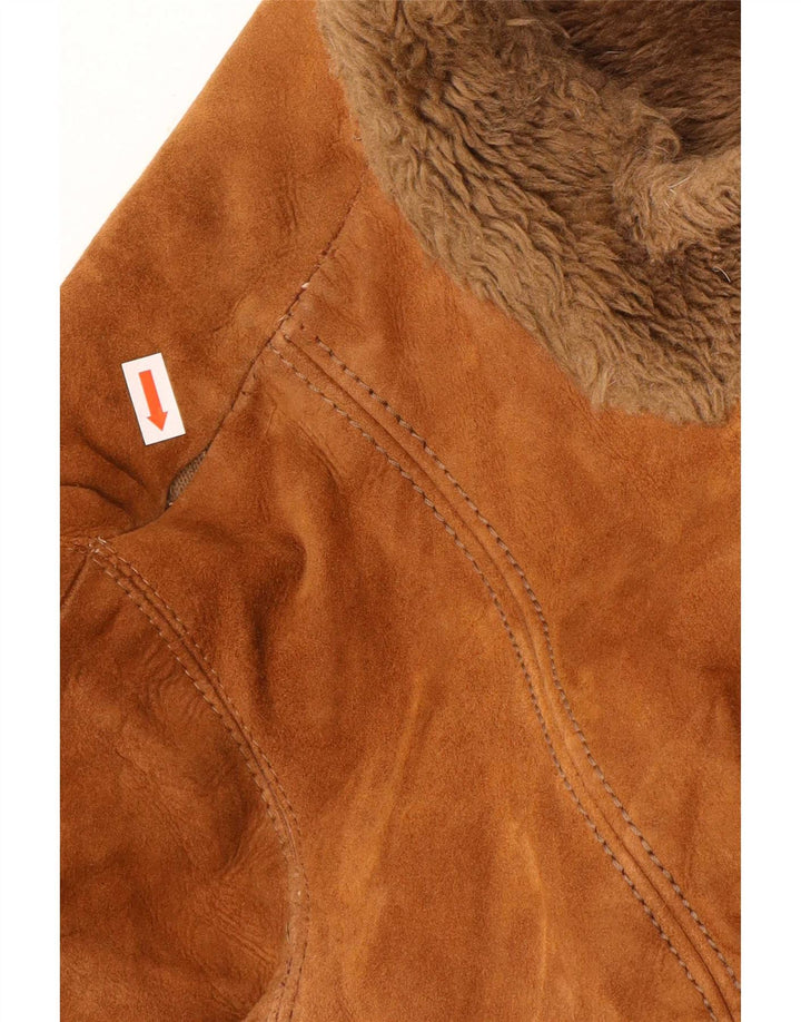 Vintage ženski kaput od brušene kože UK 10 Small Brown
