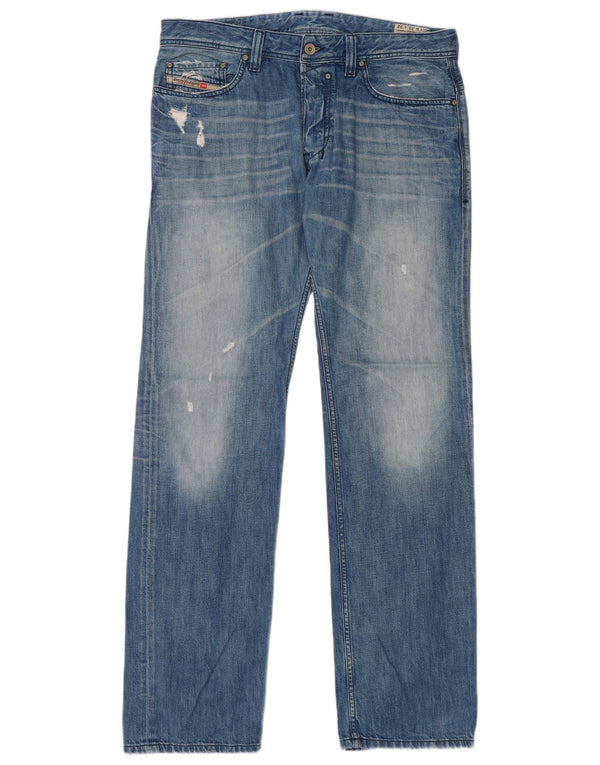Diesel Mens Safado Regular Slim Straight Jeans W33 L32 Plavi pamuk