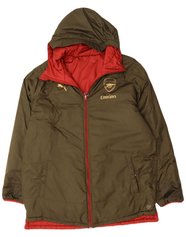 Puma muška dvostruka podstavljena jakna Arsenal s kapuljačom UK 44 2XL crveni poliester