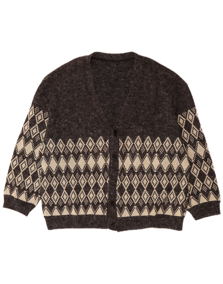VINTAGE muški kardigan pulover XL Sivi Argyle/Diamond