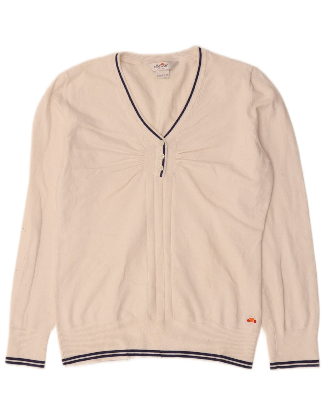 Ellesse ženski džemper s V-izrezom UK 12 Srednje bijeli pamuk