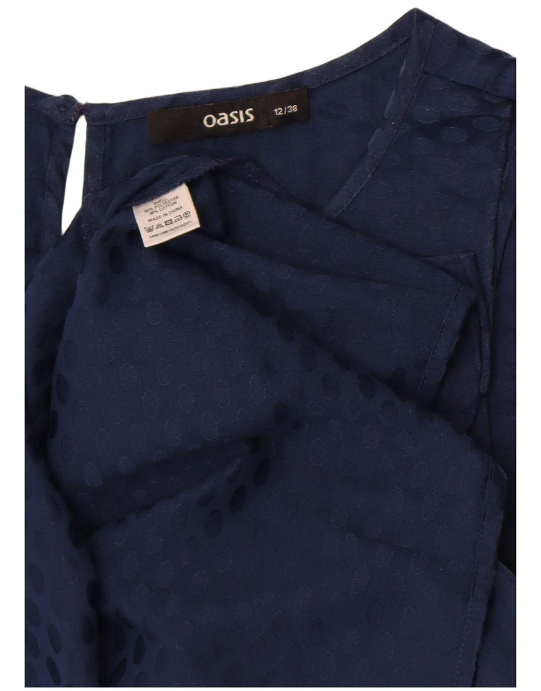 Oasis ženski gornji dio bluze bez rukava UK 12 Srednji tamnoplavi poliester na točkice