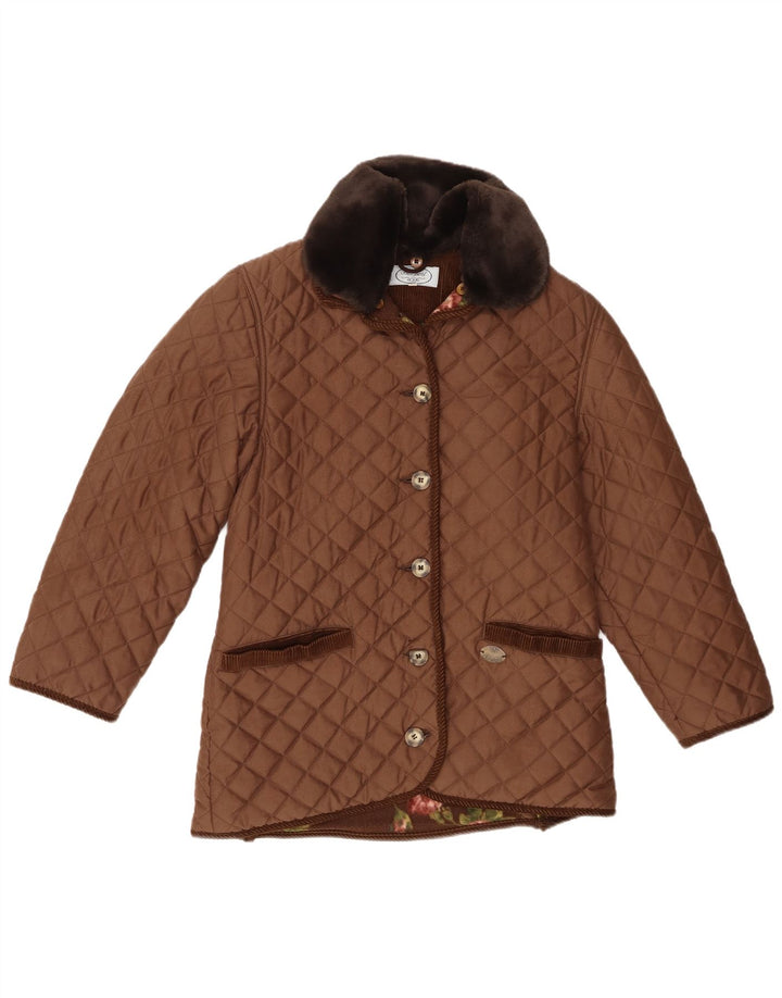 Vintage ženska prošivena jakna IT 42 srednje smeđi poliester