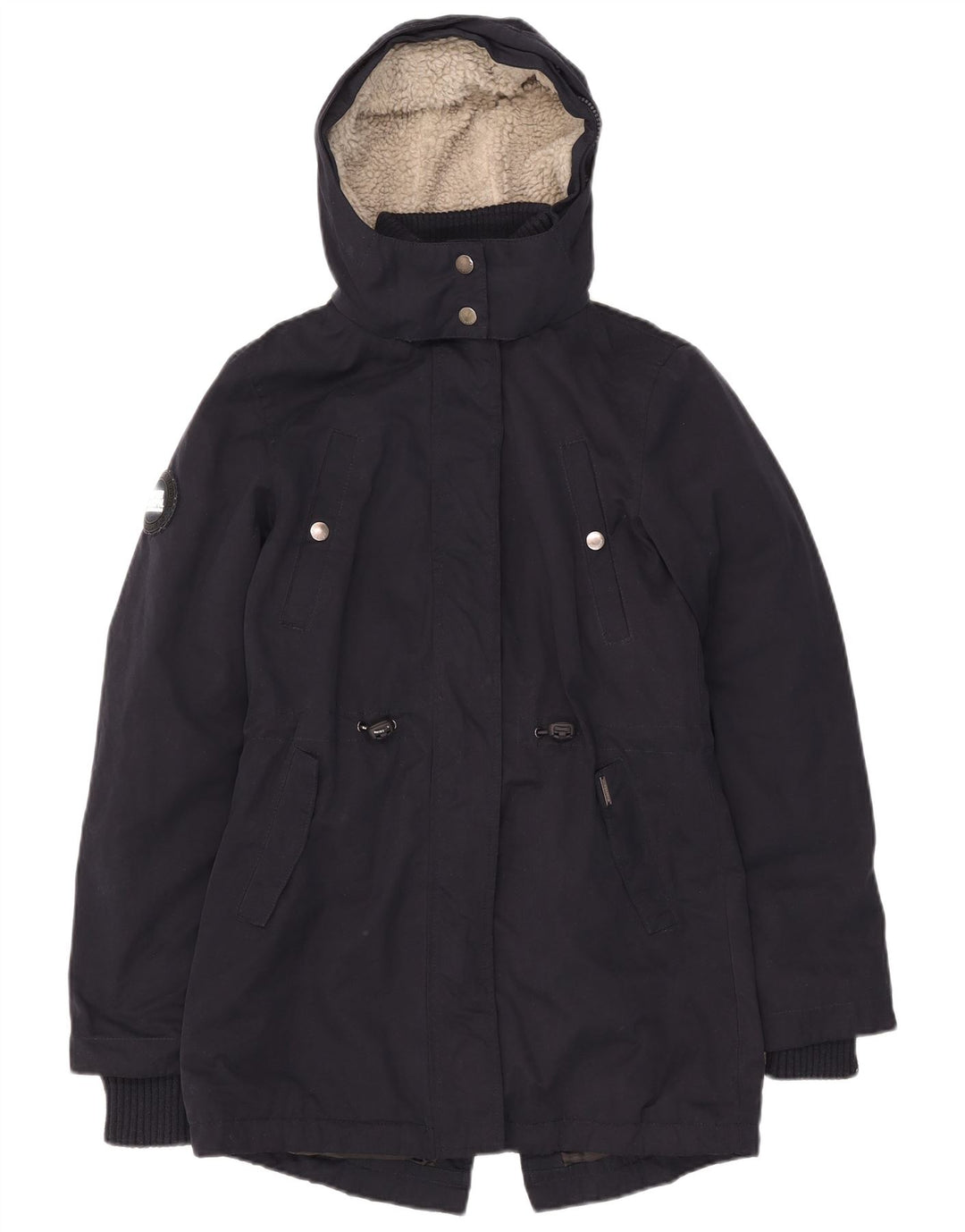 Superdry ženska jakna parka s kapuljačom UK 10 Mala tamnoplava poliesterska
