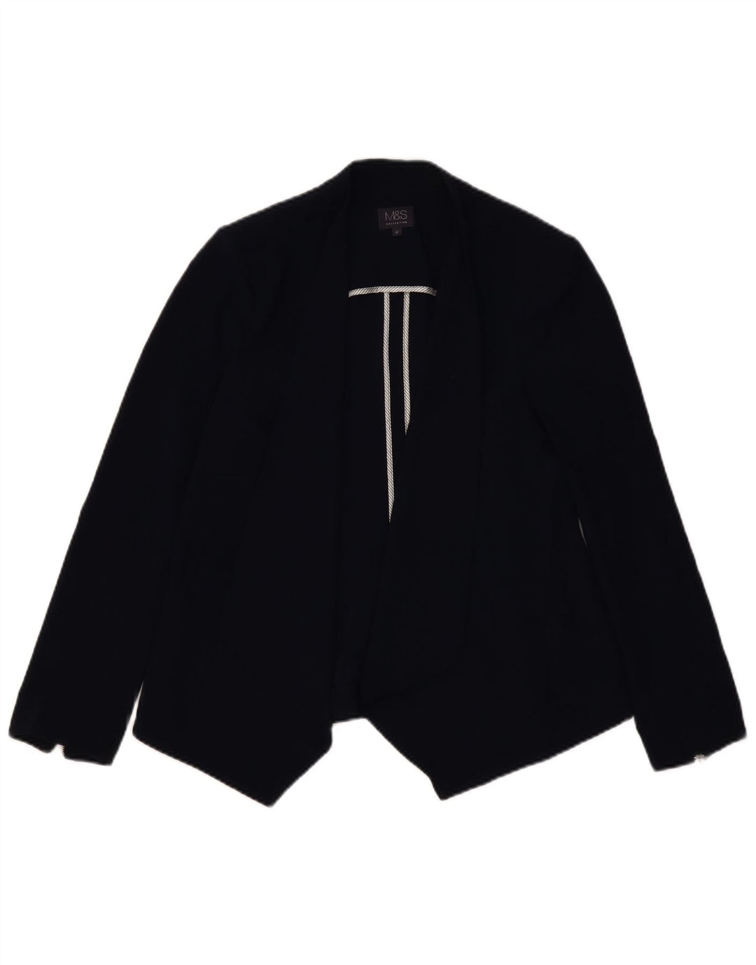 MARKS & SPENCER Ženska jakna s otvorenim sakoom UK 12 Medium tamnoplavi poliester