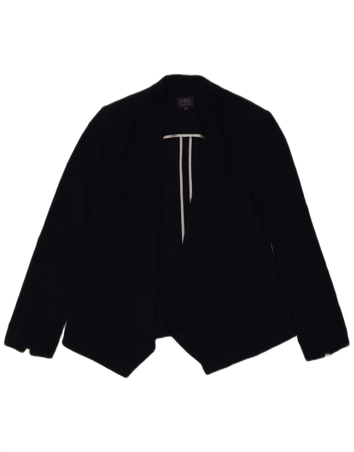 MARKS & SPENCER Ženska jakna s otvorenim sakoom UK 12 Medium tamnoplavi poliester