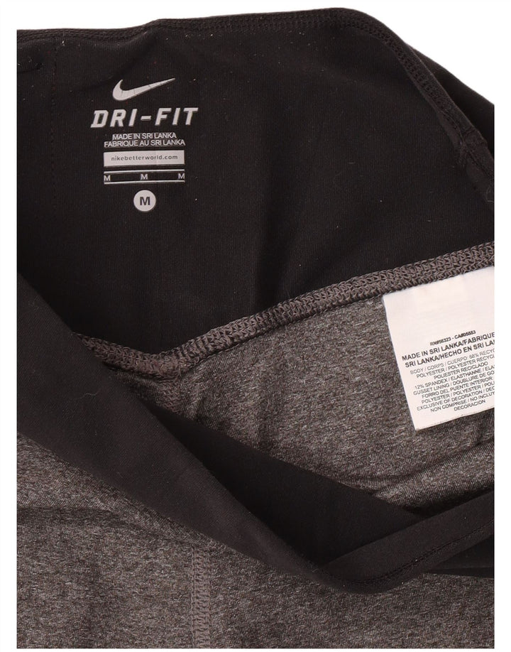 NIKE Ženske Dri Fit Leggings UK 12 Medium Gray Colourblock Poliester