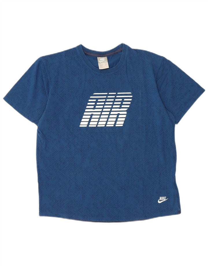 Nike Mens Air Graphic T-Shirt T-Shirt Top Medium Blue Geometric Pamuk