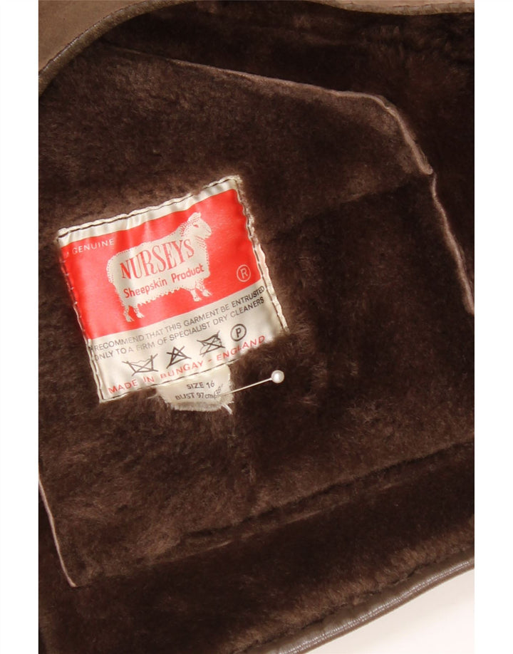 Ženska jakna Nurseys Shearling UK 16 Velika smeđa ovčja koža