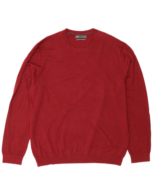 Marks & Spencer muški džemper s okruglim izrezom XL bordo merino vuna