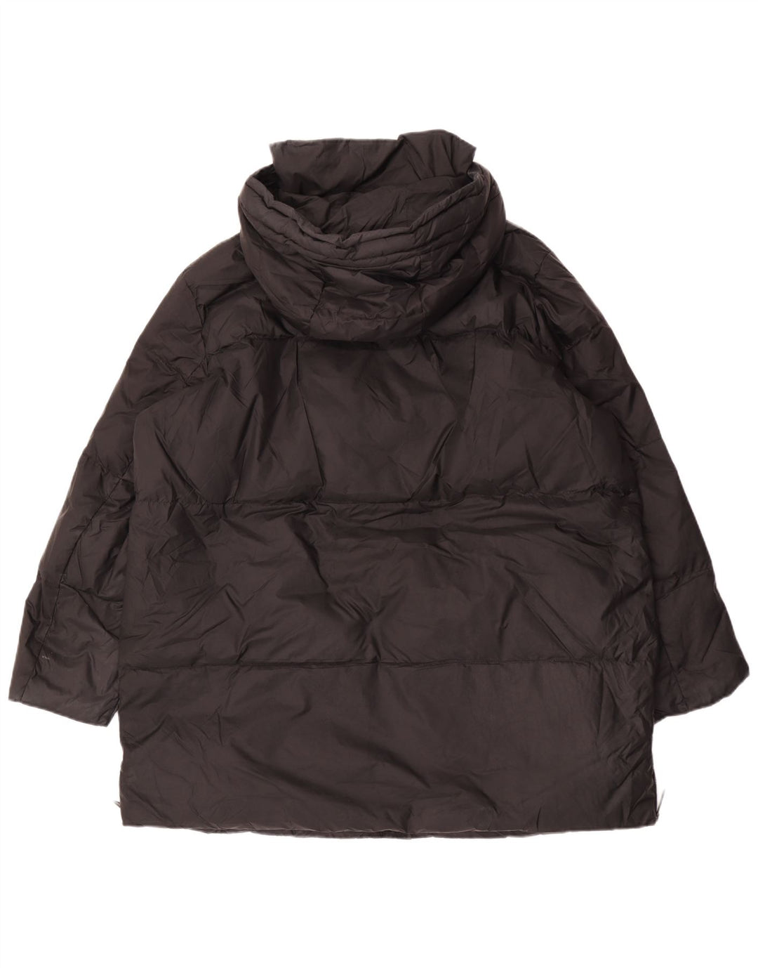 Zara ženski preveliki podstavljeni kaput s kapuljačom UK 14 Srednje crni poliamid