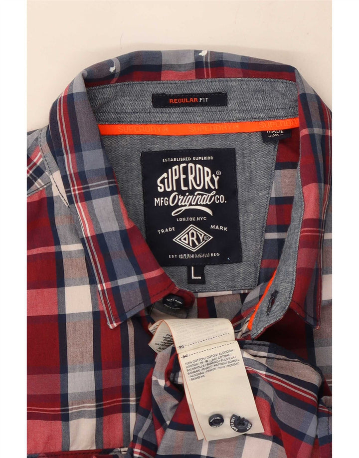 Superdry muška majica standardnog kroja, veliki crveni karirani pamuk