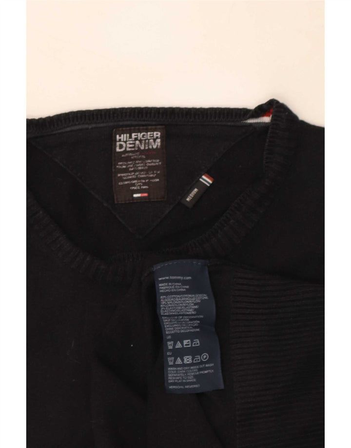 Tommy Hilfiger Mens Crew Neck Jumper Sweater Medium Black Cotton