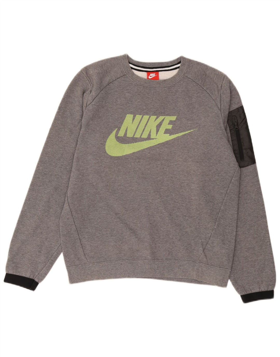 NIKE Muški džemper s grafičkim motivima, mali sivi pamuk u blokovima boja