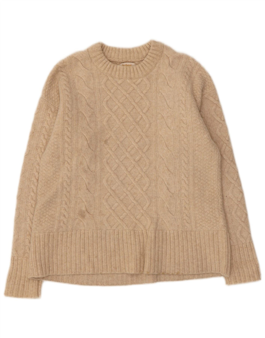 Barbour ženski džemper s okruglim izrezom UK 10 Small Beige Wool